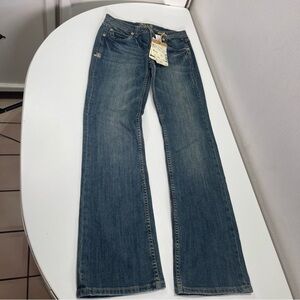 Adiktd Y2K Jeans Junior 2/27 Bootcut Mid Rise Relaxed Fit Embroidered Pocket NEW